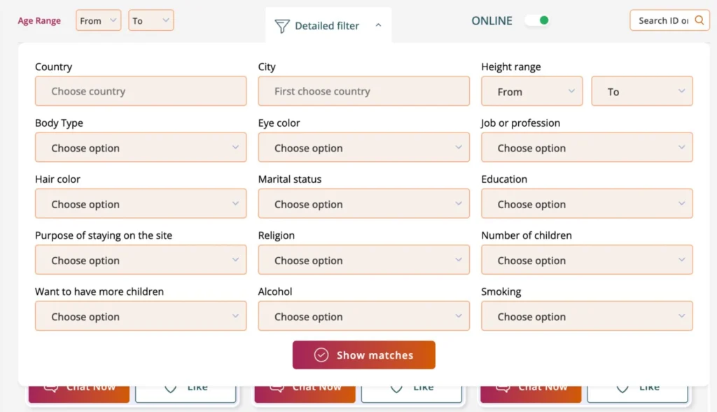 search and view profiles for free