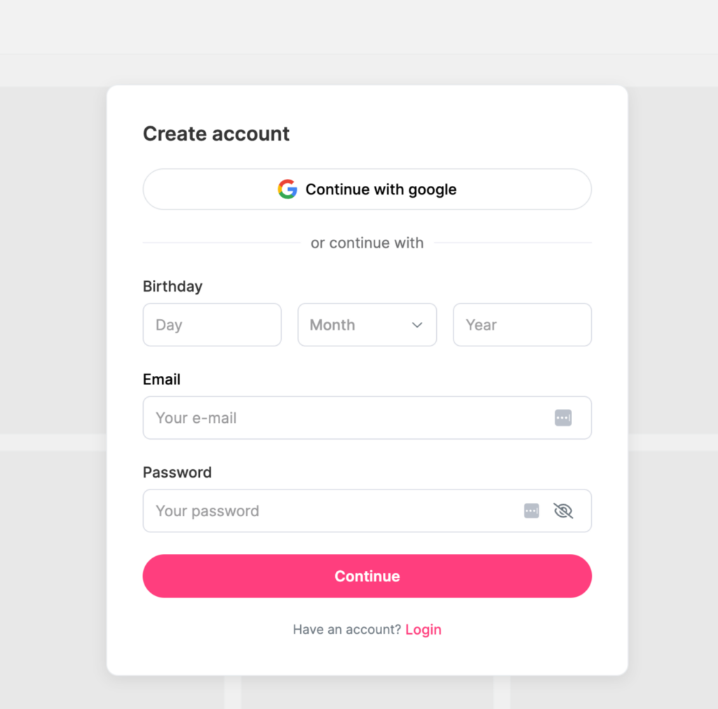 Signing up on LanaDate