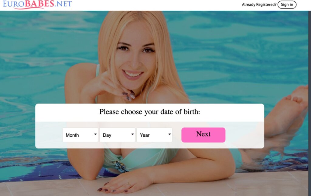 Signing up on EuroBabes.net